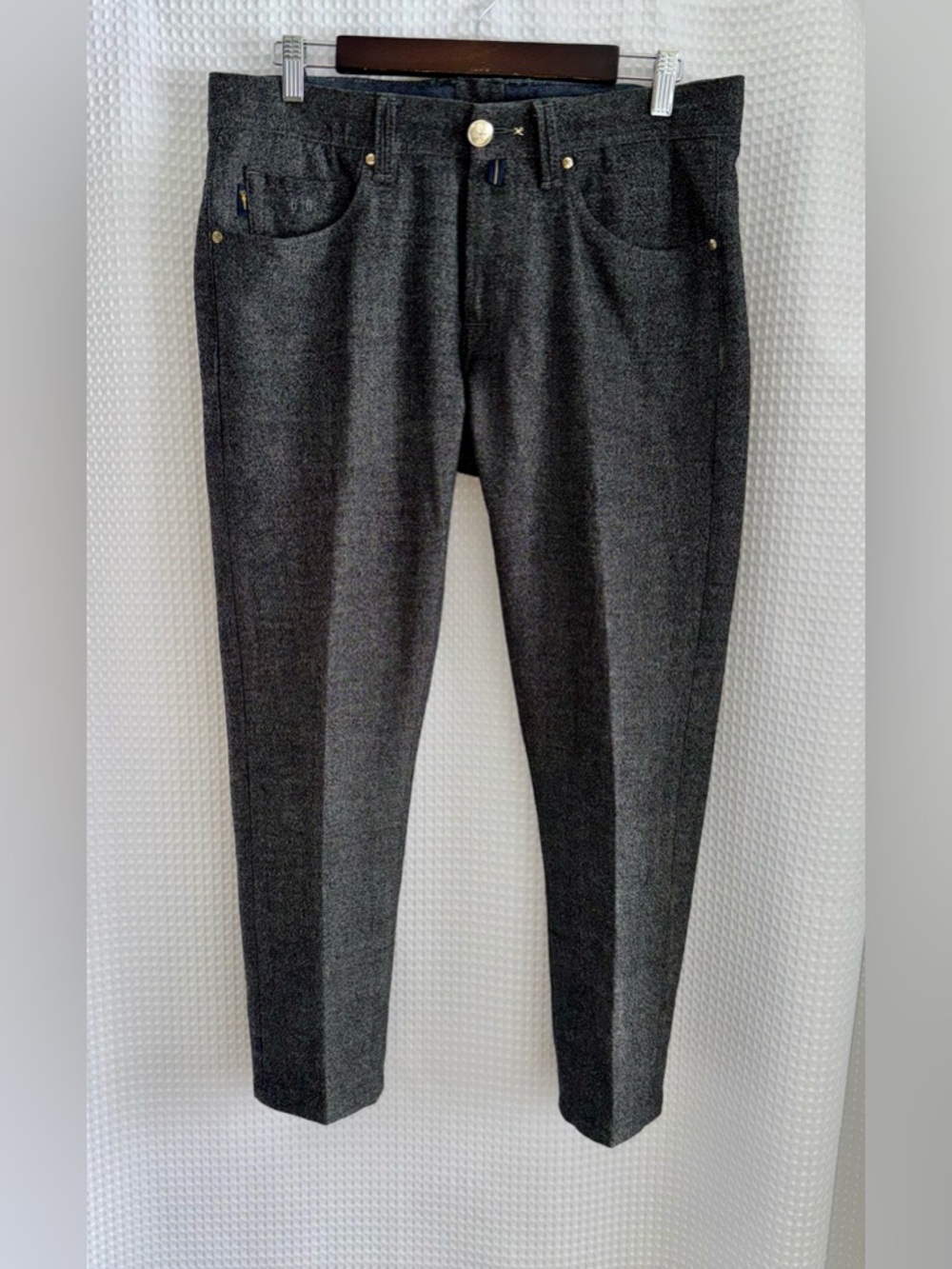 TRAMAROSSA Leonardo Zip virgin Wool Trousers Gray Size 32 Slim Fit Made in Italy